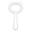 Blue and white dual-sided pet grooming brush with comfortable handle for cats and dogs