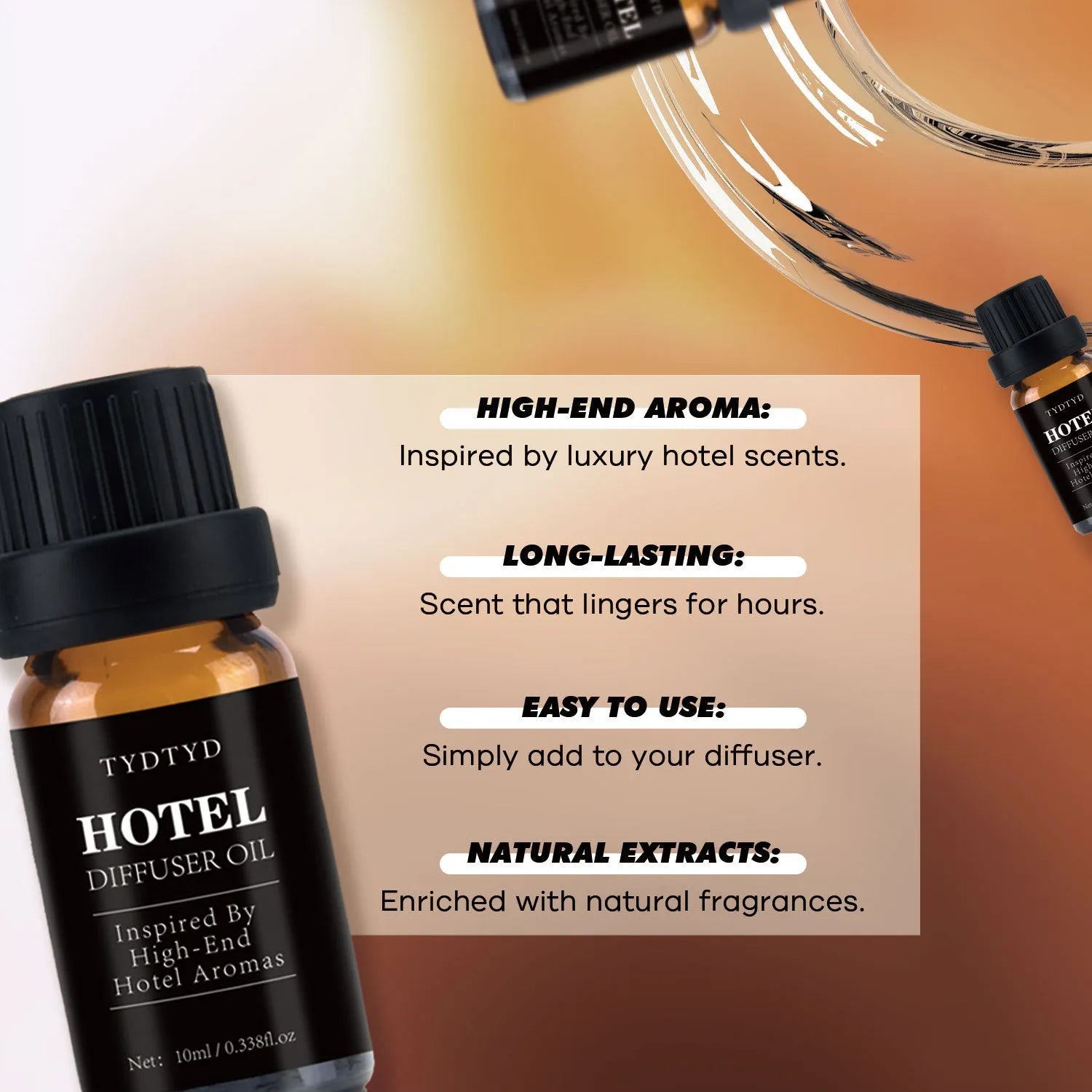 10ml glass bottle of natural plant essential oil with a dropper lid.