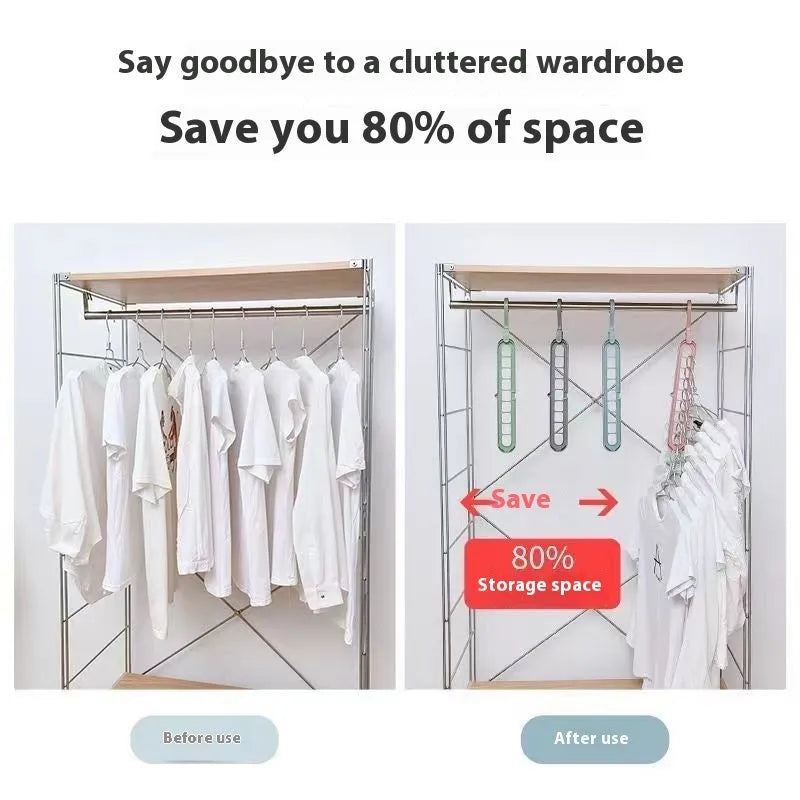 Multifunctional plastic hanger with nine holes for folding trousers, shown in beige