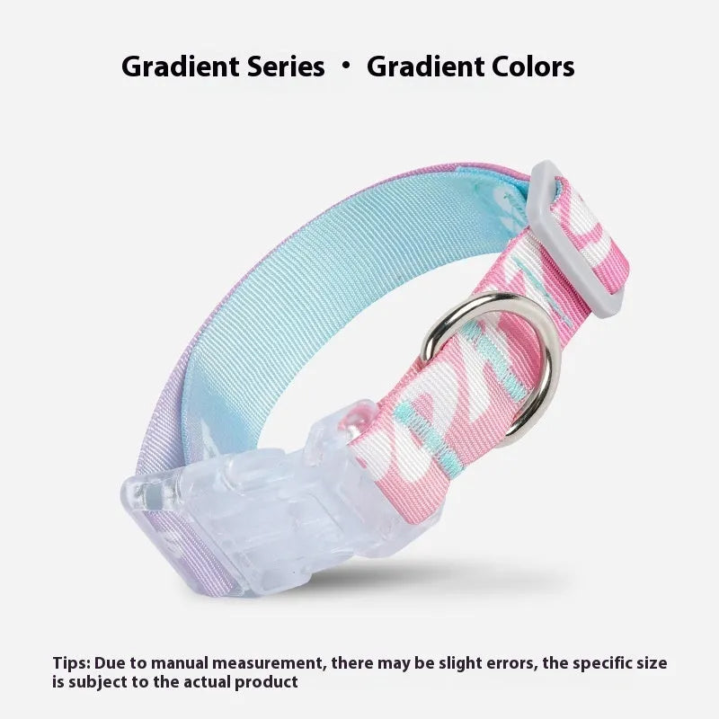 Cartoon gradient printing dog collar in nylon with adjustable sizing for dogs 2-10kg