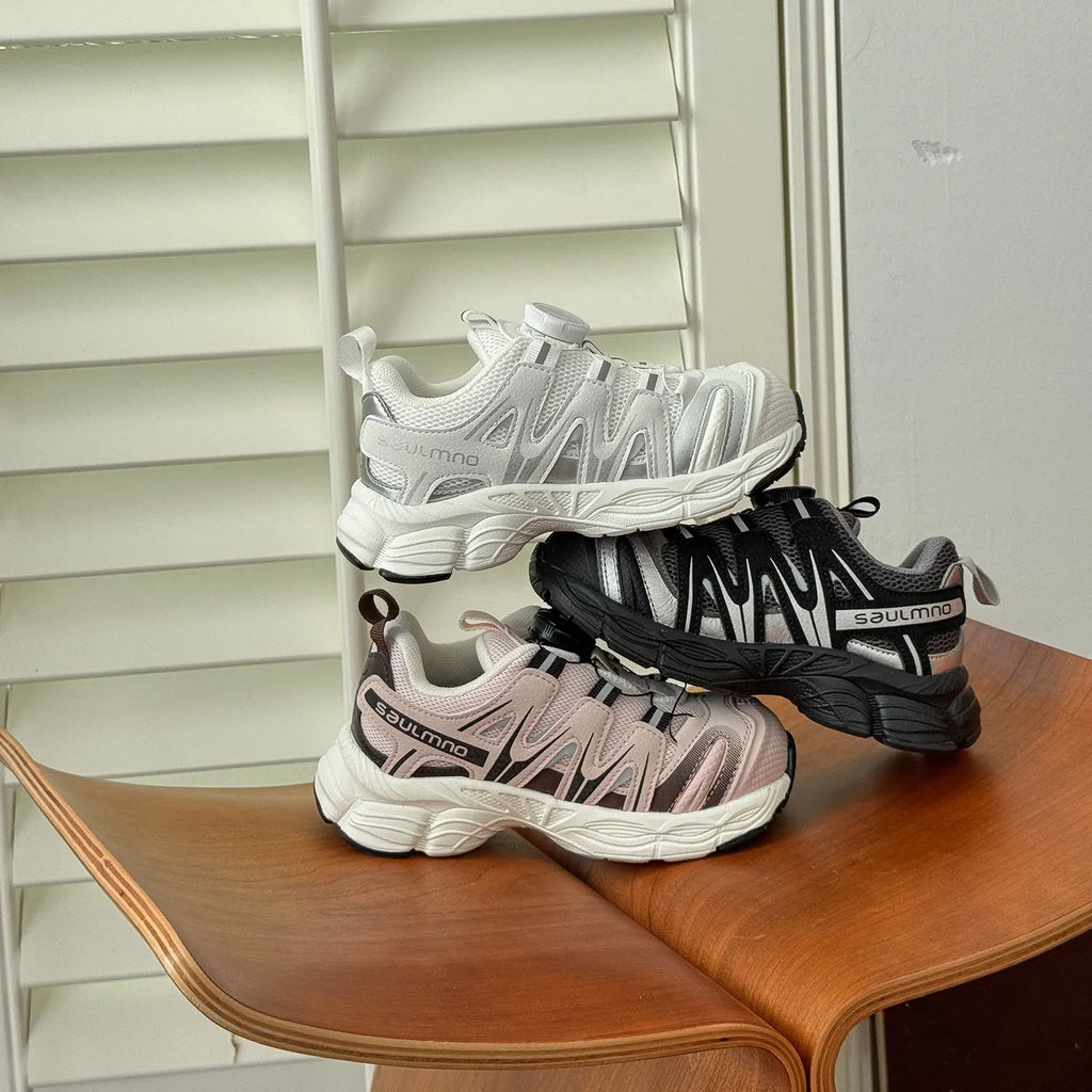 Girls' lightweight casual slip-on shoes in black beige or pink with mesh upper