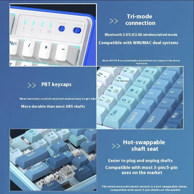 104-key mechanical keyboard in multiple colour options with RGB lighting and wired connection