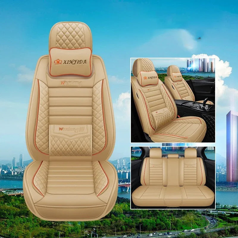 Five-seasons universal car seat cushion with high elastic sponge filler in a red colour.