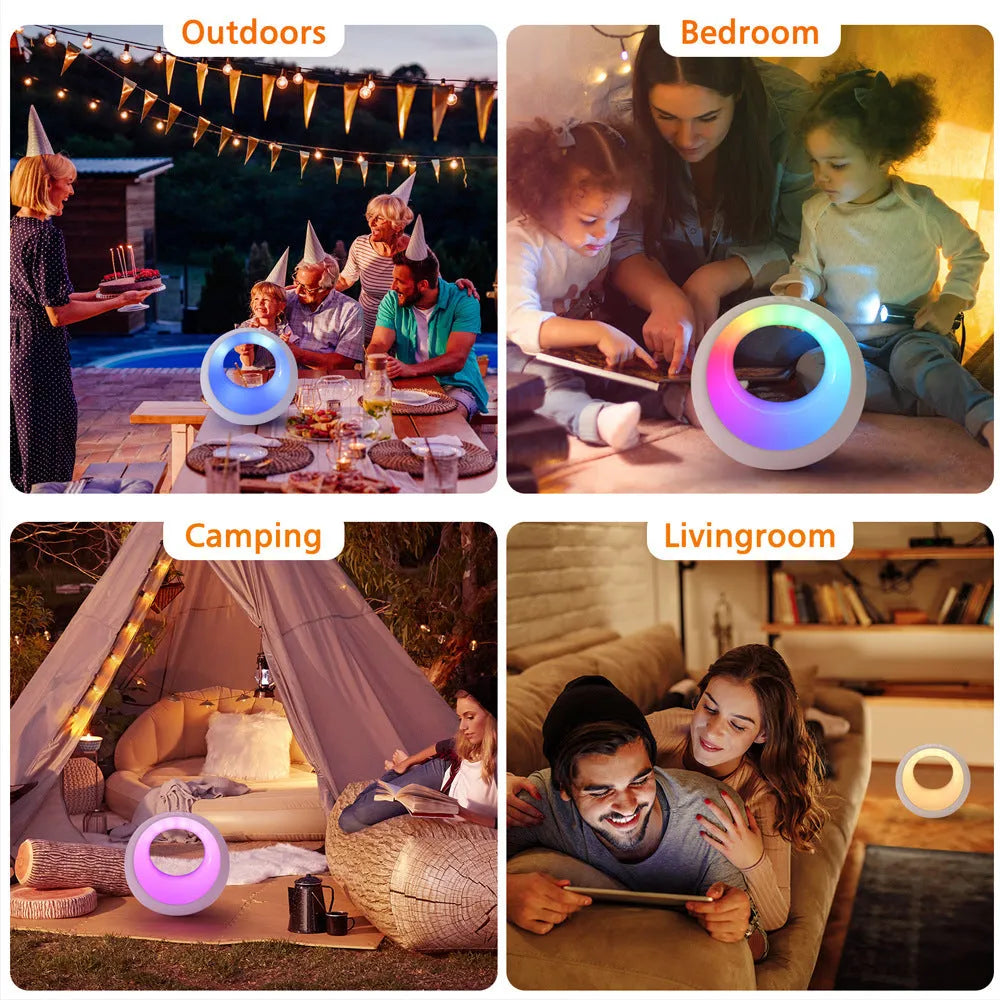 Creative Touch small RGB colour changing night lamp with remote control on a desk