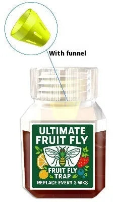 Fruit fly bait liquid bottle with specification options including with and without funnel accessories
