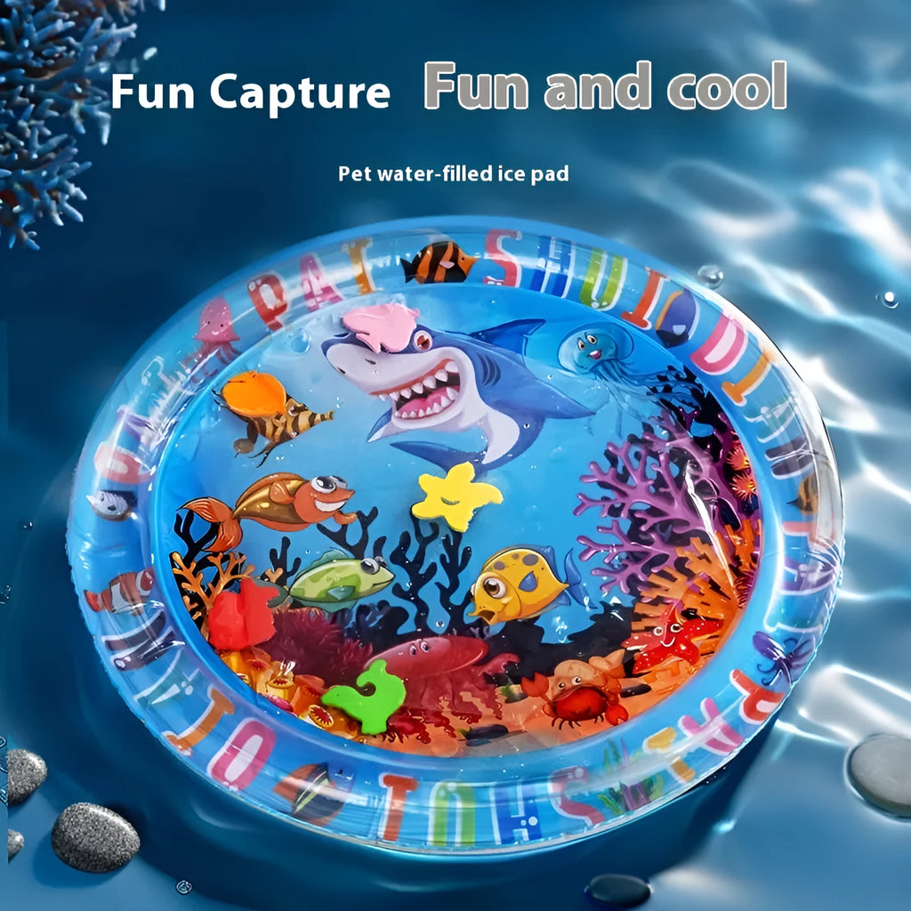 PVC inflatable water cooling mattress for cats with animal print designs