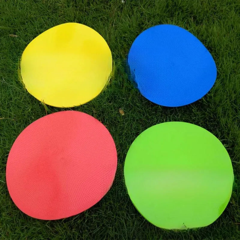 Soft yellow TPE football landmark pad, a flat 23cm disc for field sports target marking.