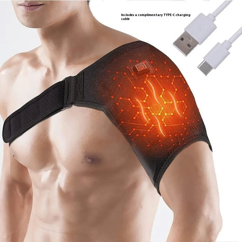 USB electric heating shoulder pad showing padded design and connection cable