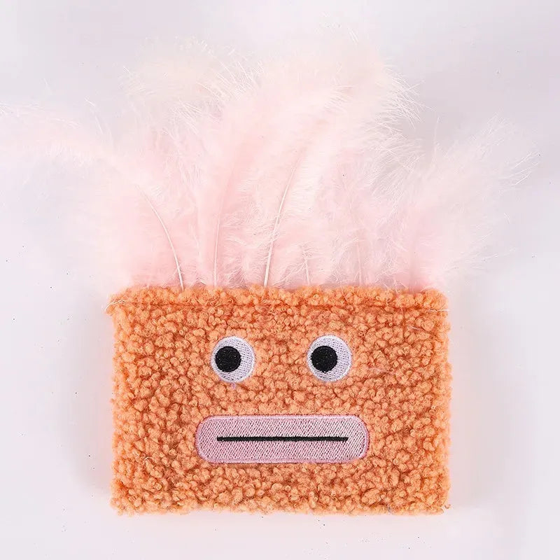 Catnip plush toy with big mouth explosion head shape in blue, green, orange or purple colour