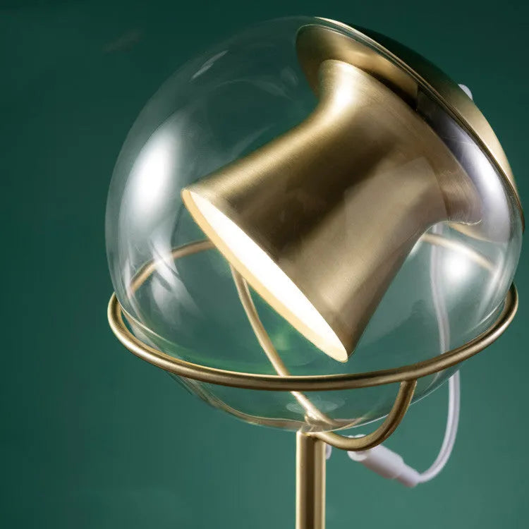 Glass shade desk lamp with dimmable LED light and touch switch control
