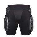 Black cycling hip pad protective pants shown in available sizes S, M, L, and XL