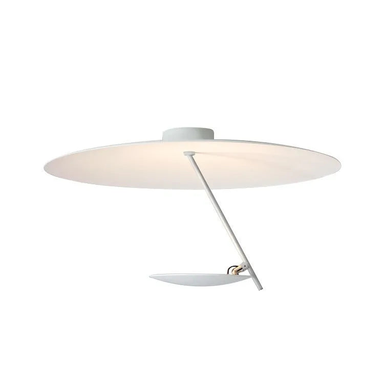 White or white gold iron ceiling lamp with warm LED light, 50cm diameter.