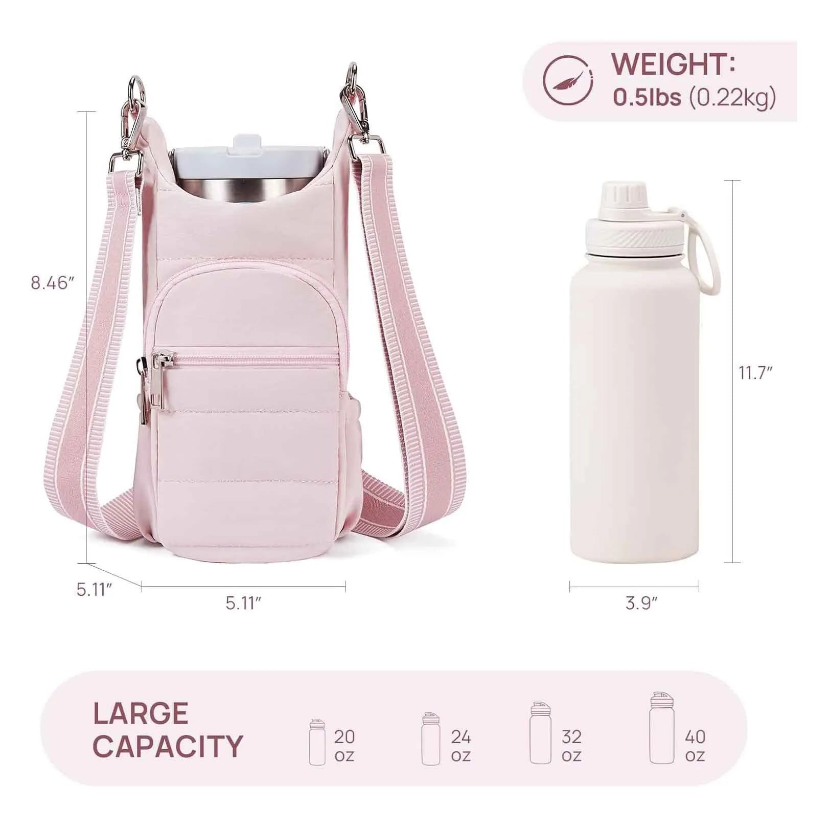 Cloth water bottle bag mounted on bicycle handlebars in beige colour
