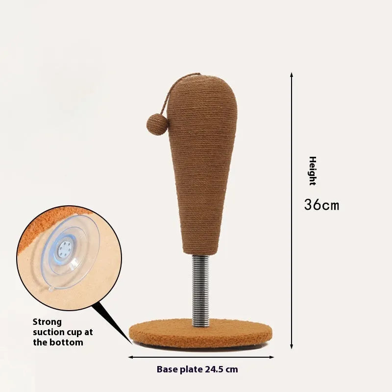 Hemp rope cat scratching board with anti-scratch design and self-hi relieving tumbler feature