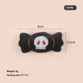 Small plush cat teaser wand with candy and skull designs for indoor play