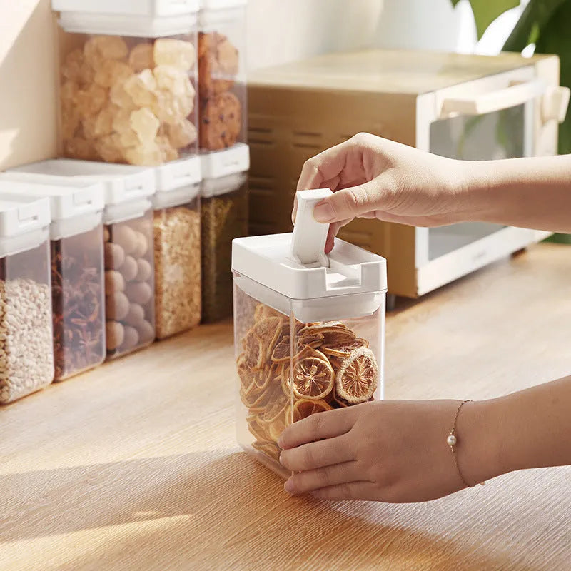 Transparent white plastic storage container for whole grains with 400ml capacity