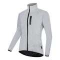 Silver waterproof polyester windproof long sleeved jacket showing front view