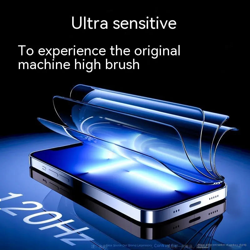 iPhone tempered glass privacy screen protector with anti-fingerprint and anti-blue light features.