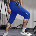 Men's black cropped sports pants with straight-leg cut and quick-drying nylon fabric