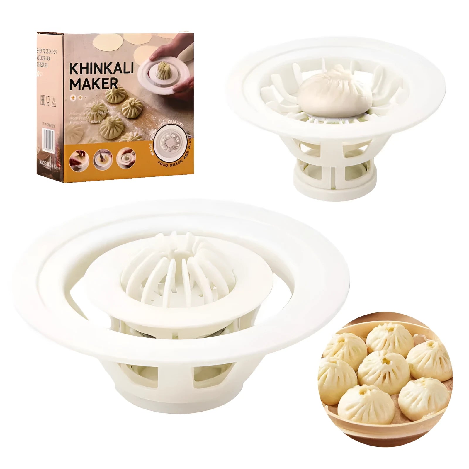 Jinkali four baozi molds in black colour for shaping steamed buns and dumplings
