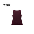 Dark red women's slim-fit viscose sweater vest with a 3D pattern, shown on a hanger.