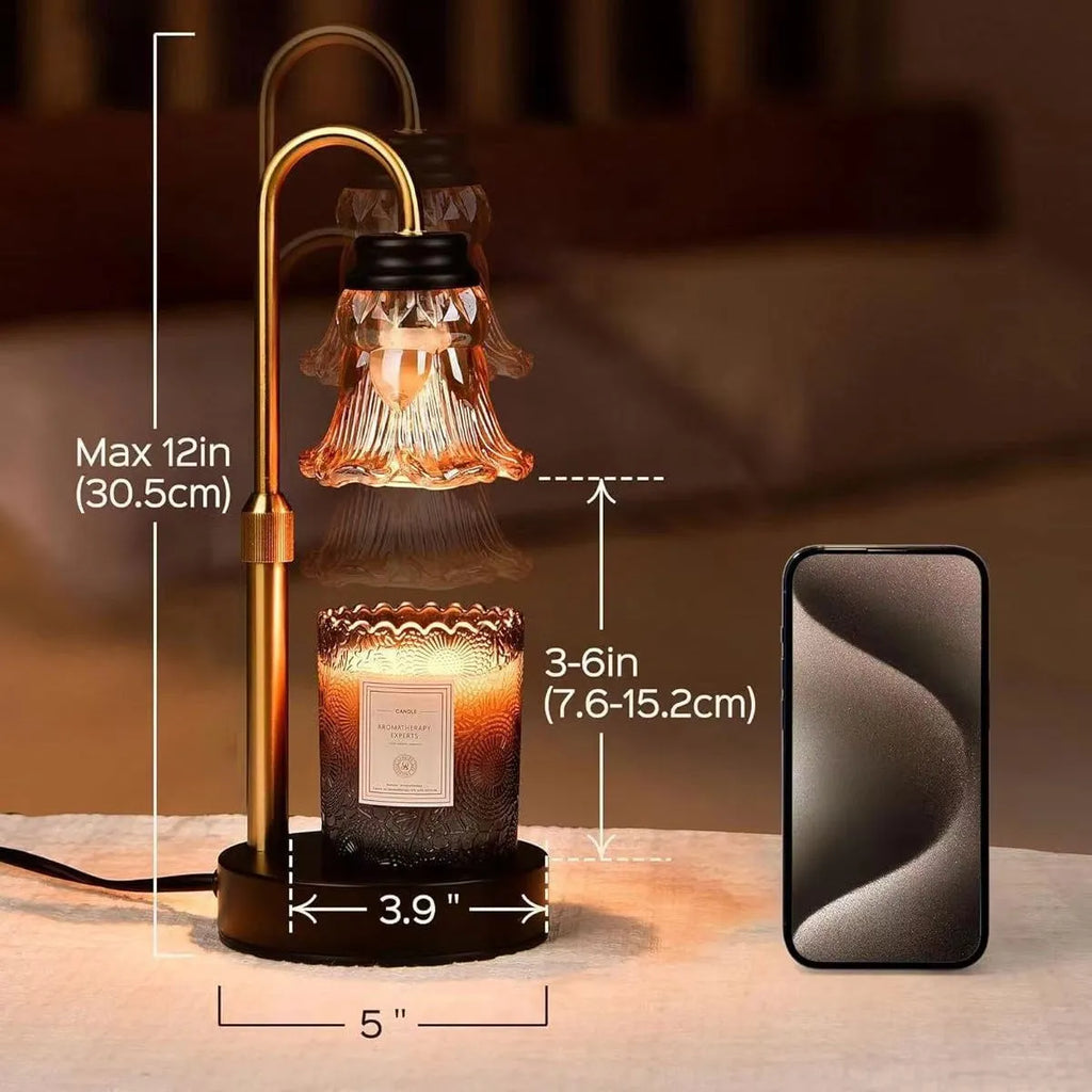 Bamboo electric wax melting lamp with international voltage compatibility up to 30.5cm tall