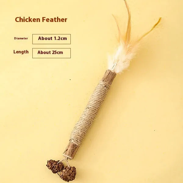 Polygonum cat teeth grinding rod chew toy with 2.2 cm diameter in chicken feather or raffia style