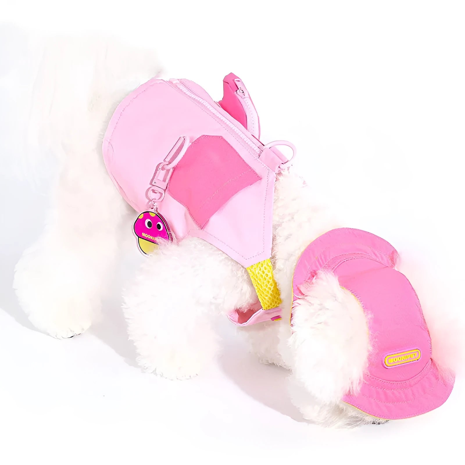 Pink polyester dog vest for Bichon, Teddy Bear, and Schnauzer breeds in casual style