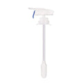 Electric pumping water device with blue press handle and long silicone straw for transferring milk and juice.
