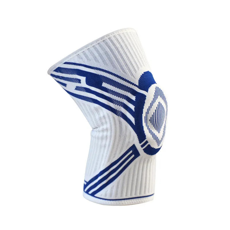 A pair of blue high-elasticity cotton knee pads for adult sports like basketball and running.