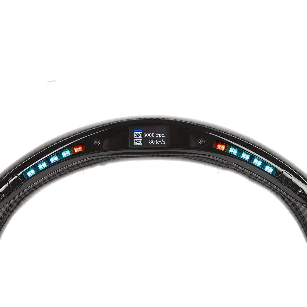 Black carbon fibre BMW steering wheel with LED features for X3 X5 models