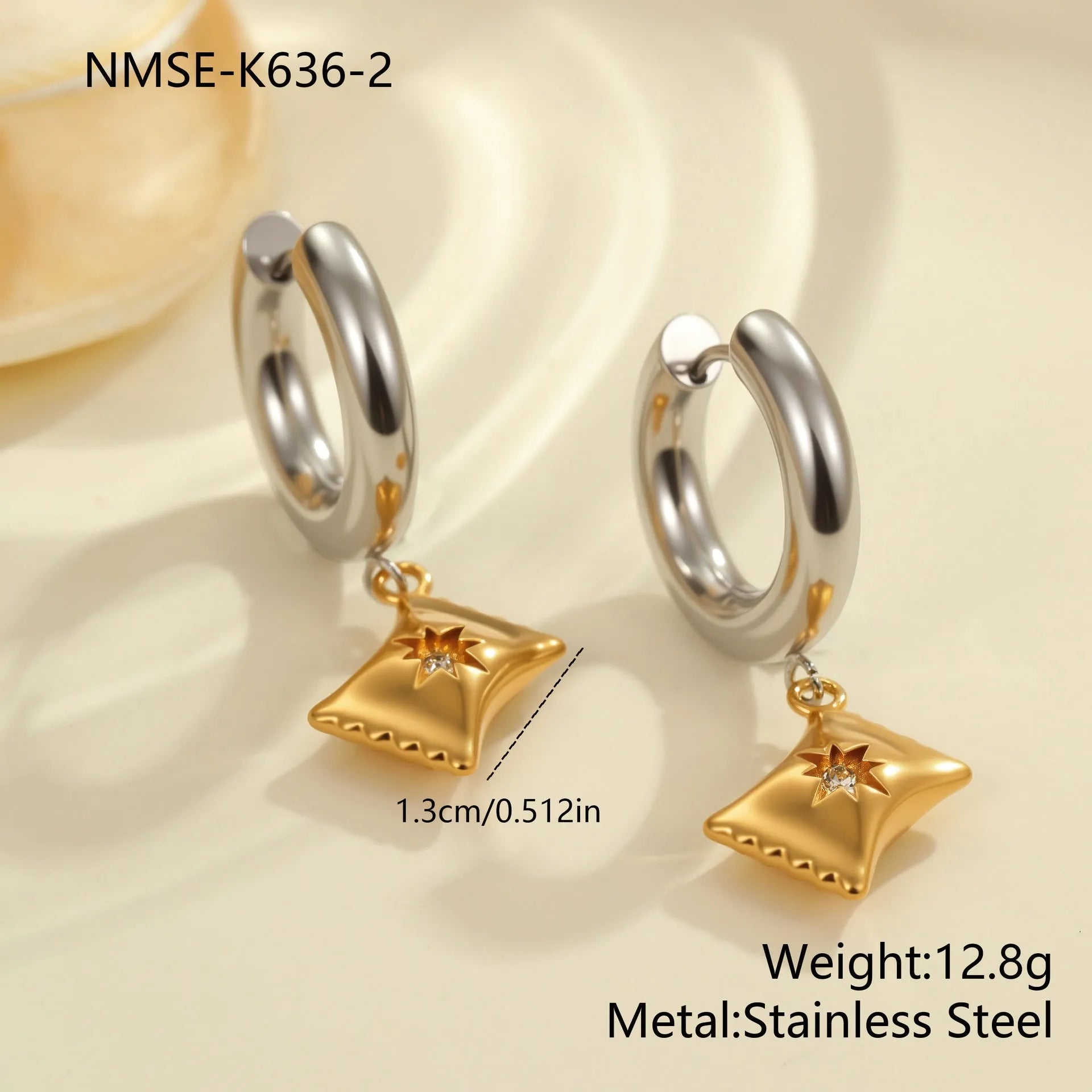 Women's Christmas tree earrings with heart and star geometry in stainless steel with gold electroplated finish