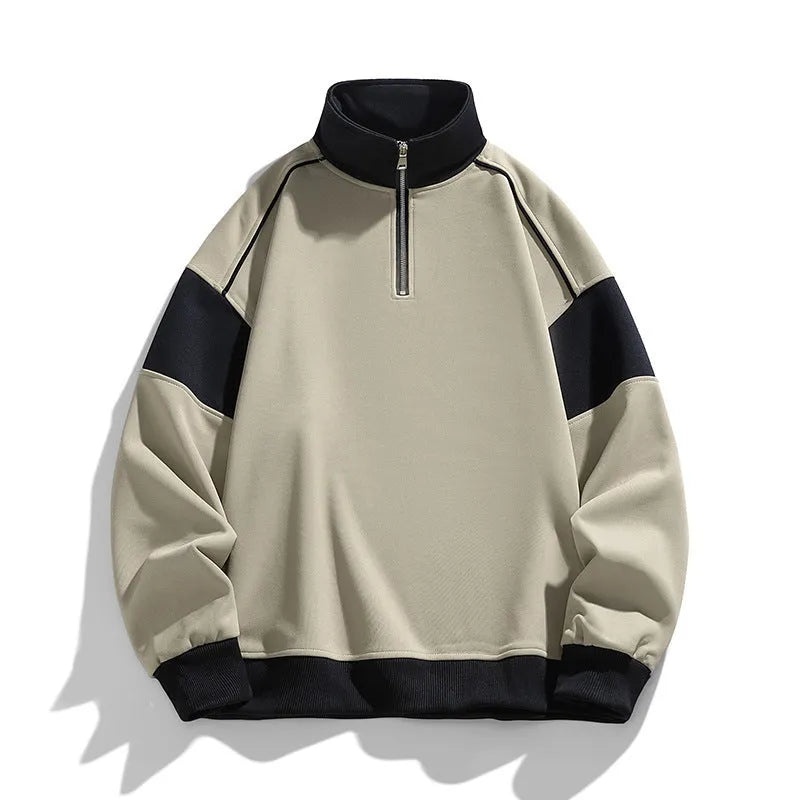 Men's hooded corduroy sweatshirt in black colour with drop shoulder design and loose lapels