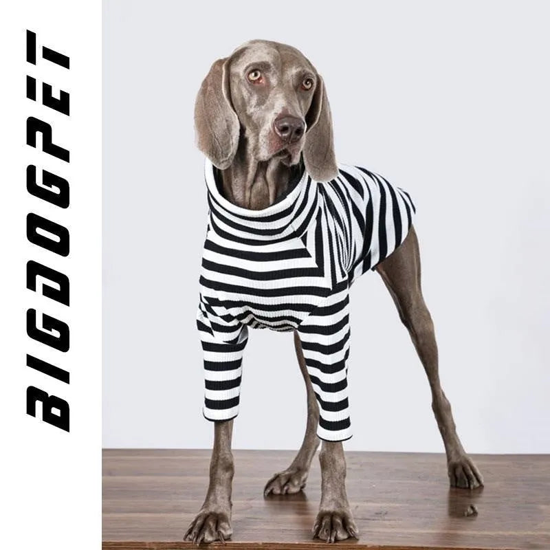 Black and white polyester clothing for a large dog, showing a thin inner layer design.