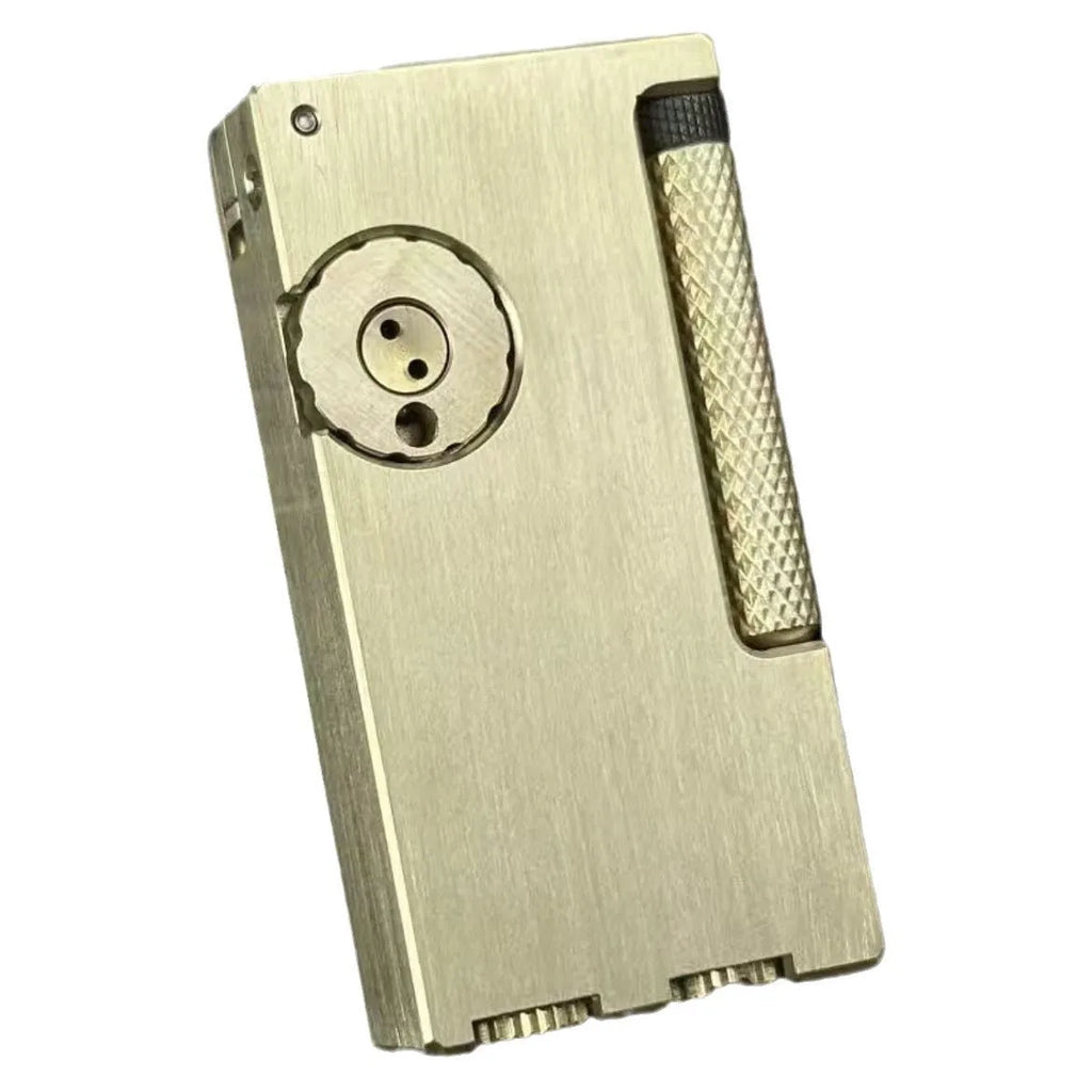 Brass fire machine arm lifting kerosene lighter with side sliding ignition and red copper finish