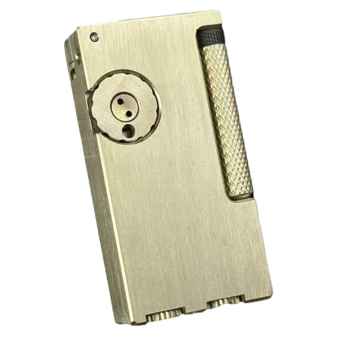 Brass fire machine arm lifting kerosene lighter with side sliding ignition and red copper finish