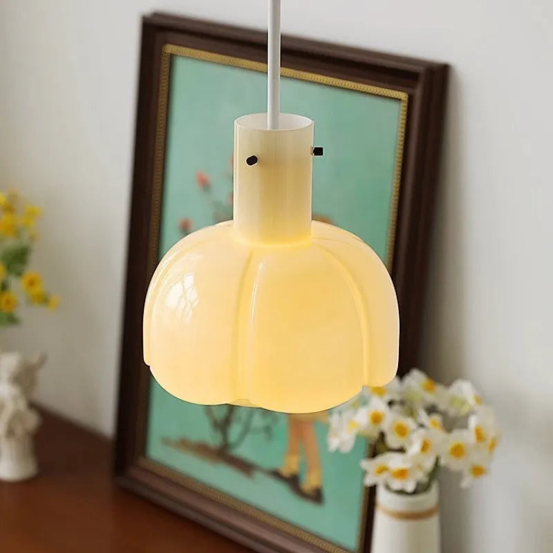 Medieval-style glass bud pendant chandelier with a retro design for ceiling installation.
