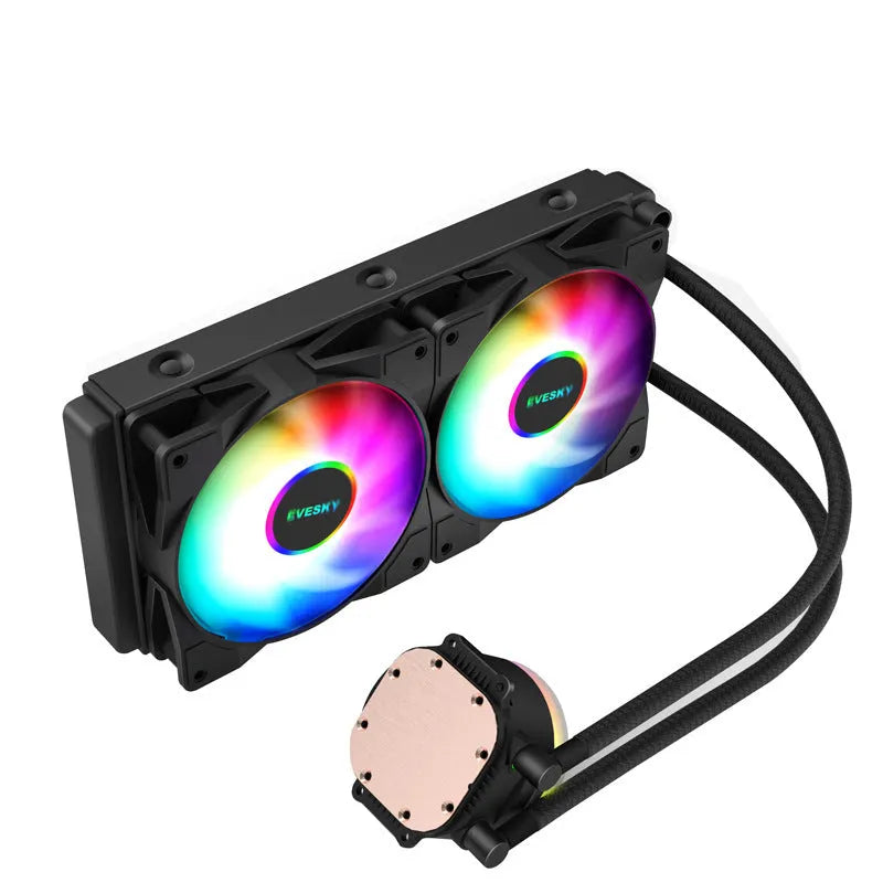 Aluminium CPU radiator with RGB fans for gaming computer cooling