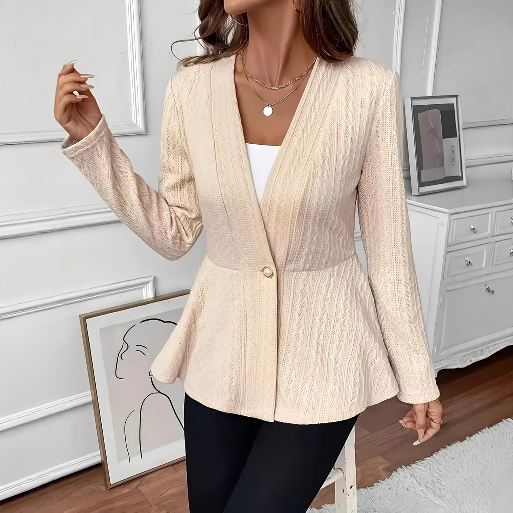 Women's solid colour knitted cardigan with one-button closure in apricot or black options