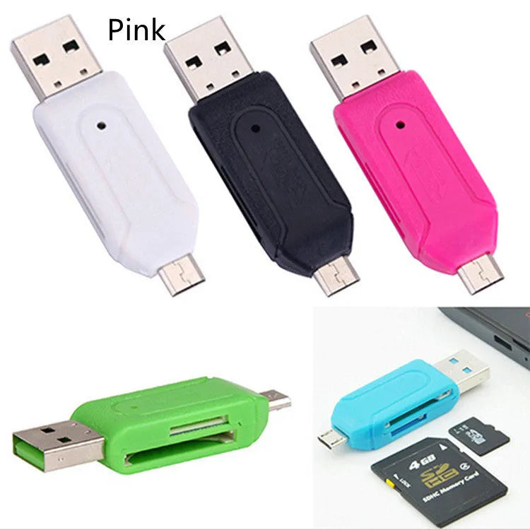 OTG card reader for Android phones and computers in multiple colours with USB 2.0 interface