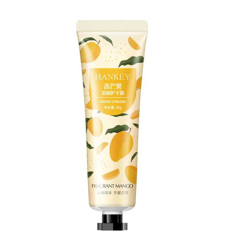 30g tube of fruit-scented hand cream for dry hands with multiple scent options