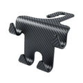 Black ABS plastic car hook with integrated phone holder bracket for rear seat organisation.