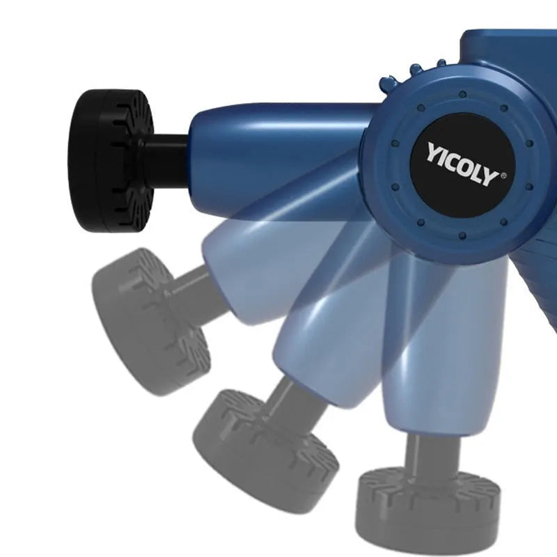 Black smart muscle massage gun with multiple attachments for hot and cold compress therapy