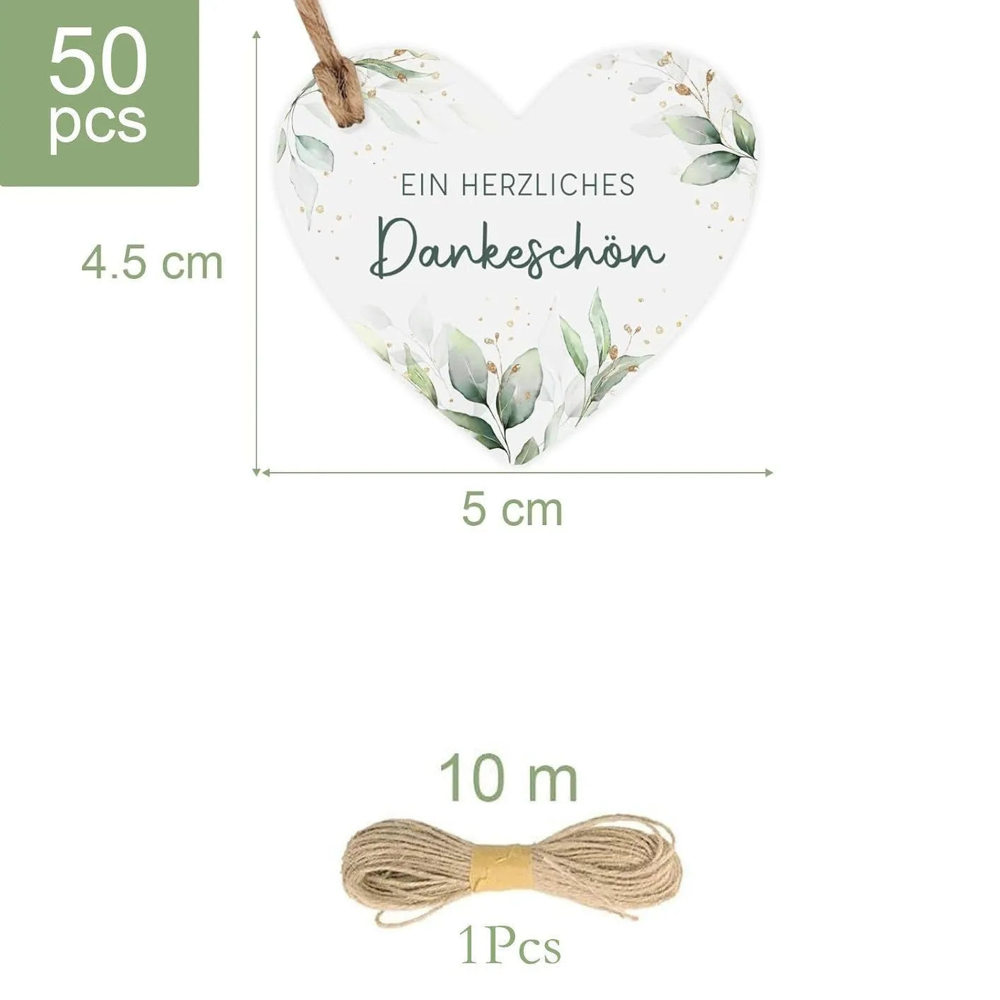 50 flower heart-shaped paper gift tags in two colour styles with decorative floral design