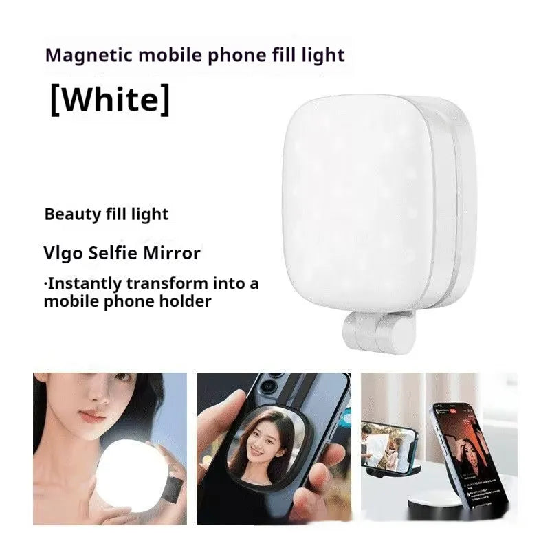 Black mobile phone magnetic selfie fill light with adjustable three-colour temperature settings
