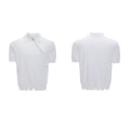 Men's slim-fit knitted polo shirt with ice-feel fabric and oblique zipper lapel collar in solid colour