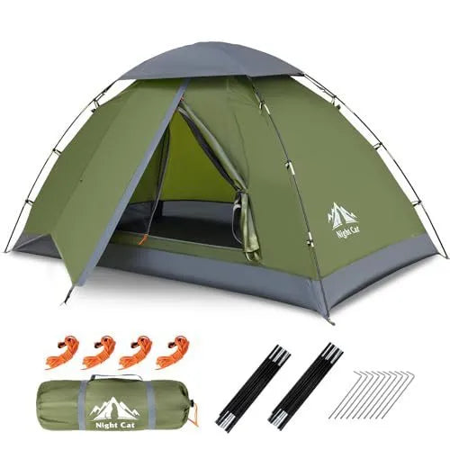 Dark green automatic pop-up camping tent for two people with waterproof construction