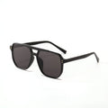Square double beam sunglasses for women in bright black all grey colour with UV400 lenses.