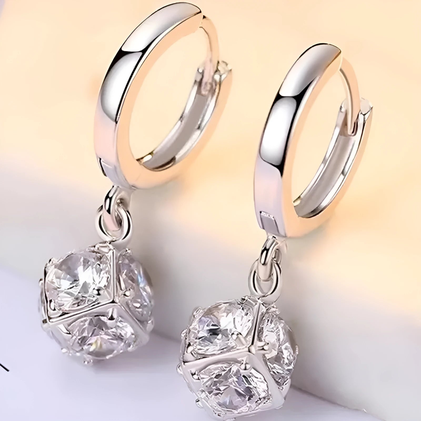 Copper geometric rose earrings for women with electroplated zircon finish in multiple colour options