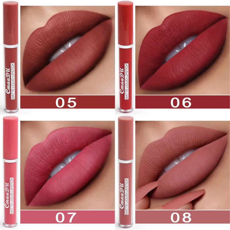Women's non-stick cup waterproof matte lipstick 10-pack in photo colour with box dimensions 23.8x14.7x2.5 cm